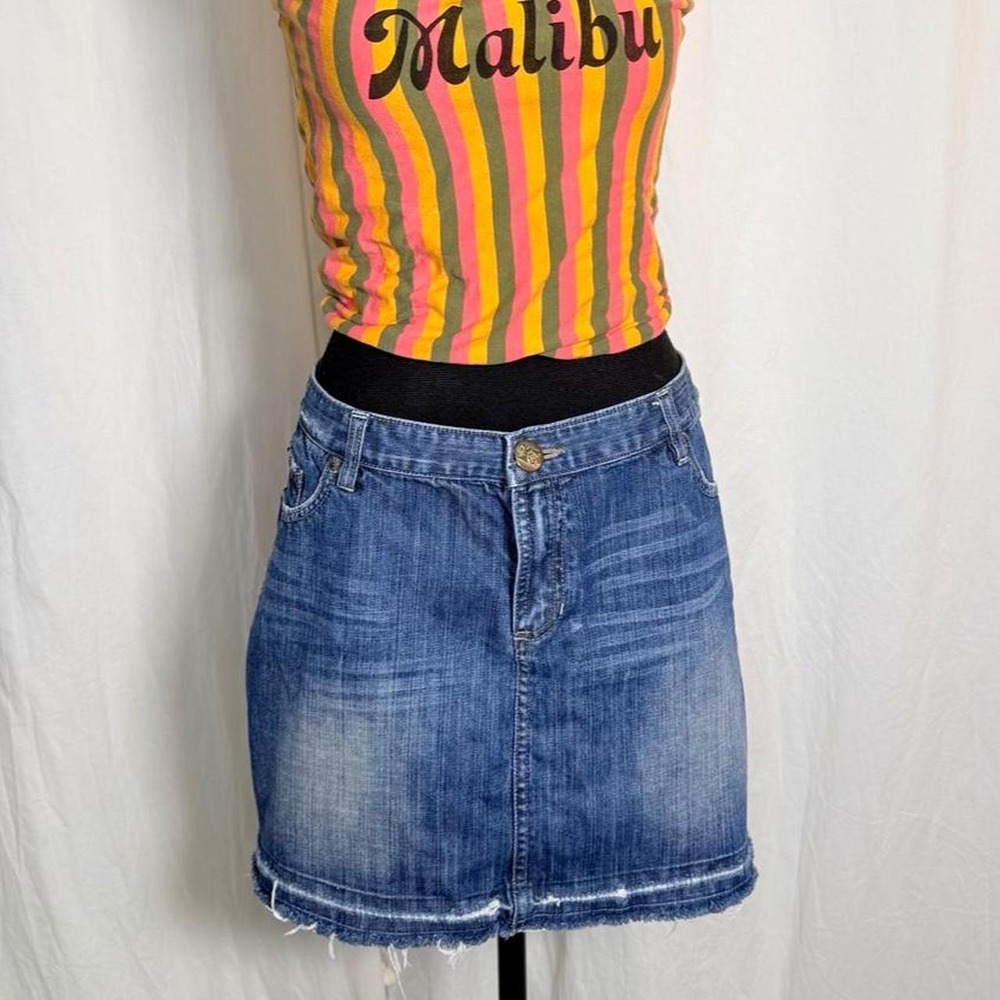 Y2K Two G Distressed Denim Mini Skirt -2XL